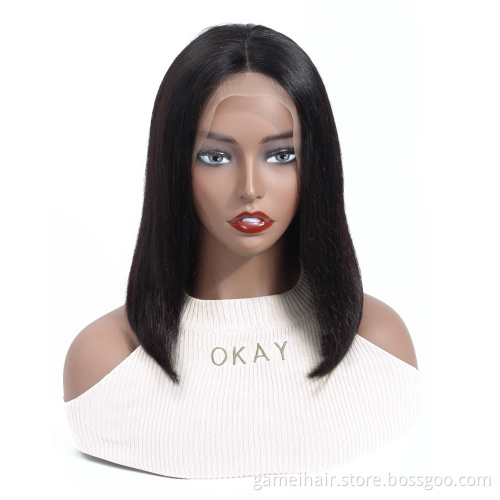 GMhair Lace Front Human Hair Bob Wig For Black Women Double Drawn Straight Peruvian Cuticle Aligned Remy Hair Wig Ready To Ship